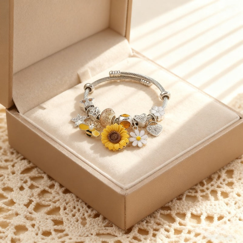 Bracelet à breloques multiples en or pour femme - Bijou de poignet bohème hypoallergénique à superposer pour l'automne et l'hiver, cadeau idéal pour elle pour la Saint-Valentin, Noël ou un anniversaire