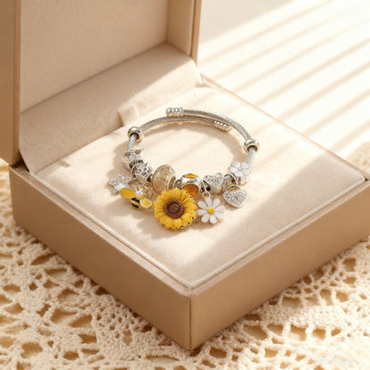 Bracelet à breloques multiples en or pour femme - Bijou de poignet bohème hypoallergénique à superposer pour l'automne et l'hiver, cadeau idéal pour elle pour la Saint-Valentin, Noël ou un anniversaire