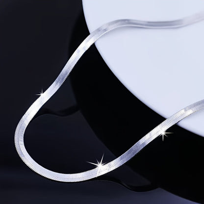 Collier chaîne serpent plat en argent sterling S925 unisexe – Collier artisanal hypoallergénique, longueurs de 18 à 22 pouces, style superposable, cadeau idéal pour elle ou lui