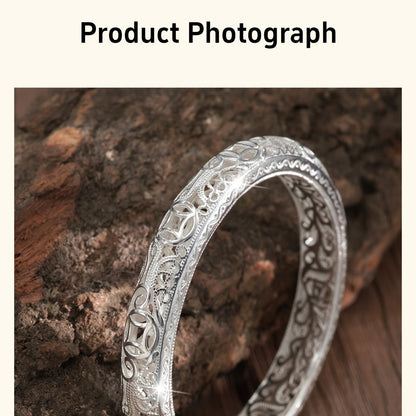 Bracelet jonc en argent pur S999 pour femme – Manchette fermée massive, bijou en argent fin de haute pureté, accessoire de mode élégant et brillant, cadeau idéal pour un anniversaire ou une fête.