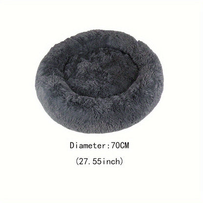 Round Donut Pet Bed for Dogs & Cats – Warm Soft Calming Shag Plush Bed, Anti-Anxiety Cozy Nest for Small Medium Large Pets, Multiple Sizes 16"/20"/24"/28"/31"/39", Perfect Christmas Gift