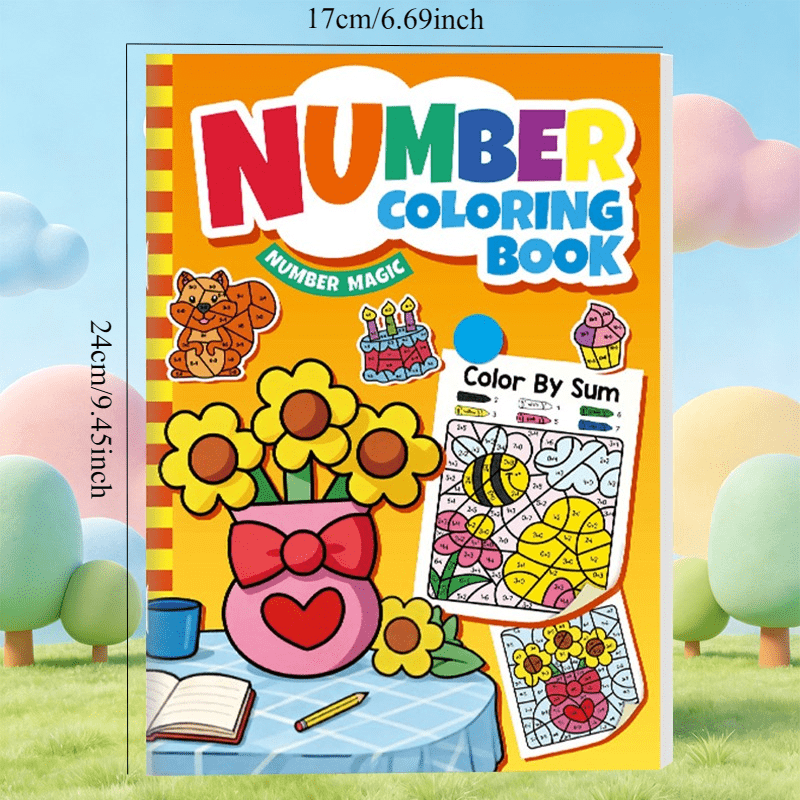 Livre de coloriage par numéro pour enfants - Livre de coloriage avec exercices d'addition et de soustraction, kit créatif d'apprentissage du dessin, cahier d'exercices éducatif et ludique pour garçons et filles de 3 à 8 ans