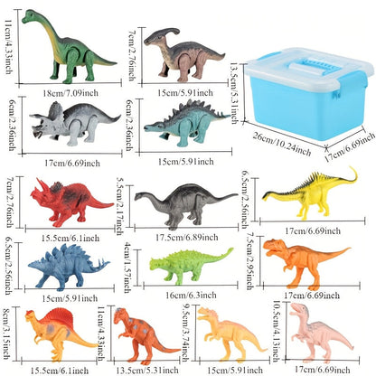 Wind-Up Walking Dinosaur Toys Set 2/5/6/8/14pcs Jurassic Simulation Animals T-Rex Velociraptor Brontosaurus Mosasaur Auto-Walking Hand-Cranked Dino Figures Gift for Kids