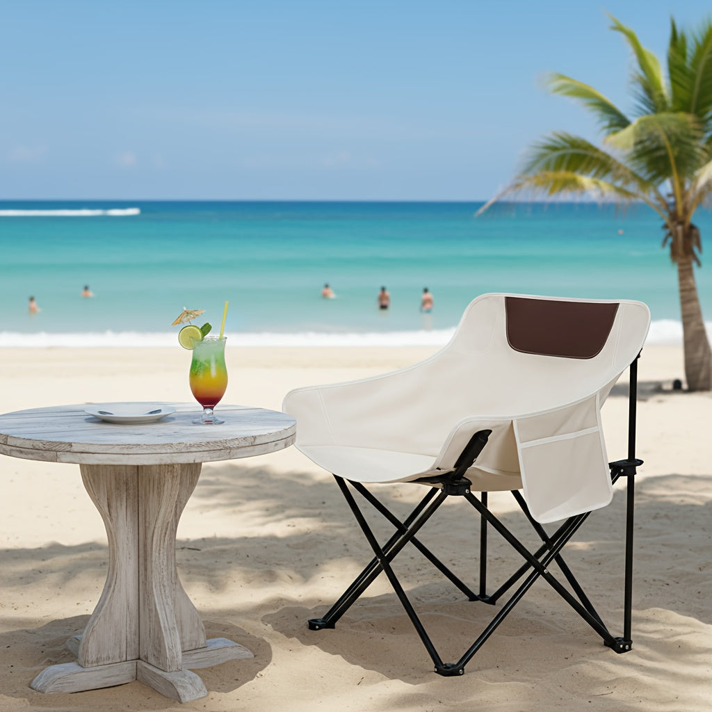 Ensemble de 2, 3 ou 5 chaises lune pliantes portables et table avec sac de rangement pour plage, camping, pêche, barbecue en famille, pique-nique, randonnée, cour, noir et blanc