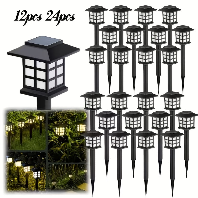 Lampes solaires d'extérieur étanches à LED pour allées et jardins – Blanc chaud, marche/arrêt automatique, lot de 6 ou 24 pour sentiers, allées, cours et pelouses, décoration de Noël et d'Halloween