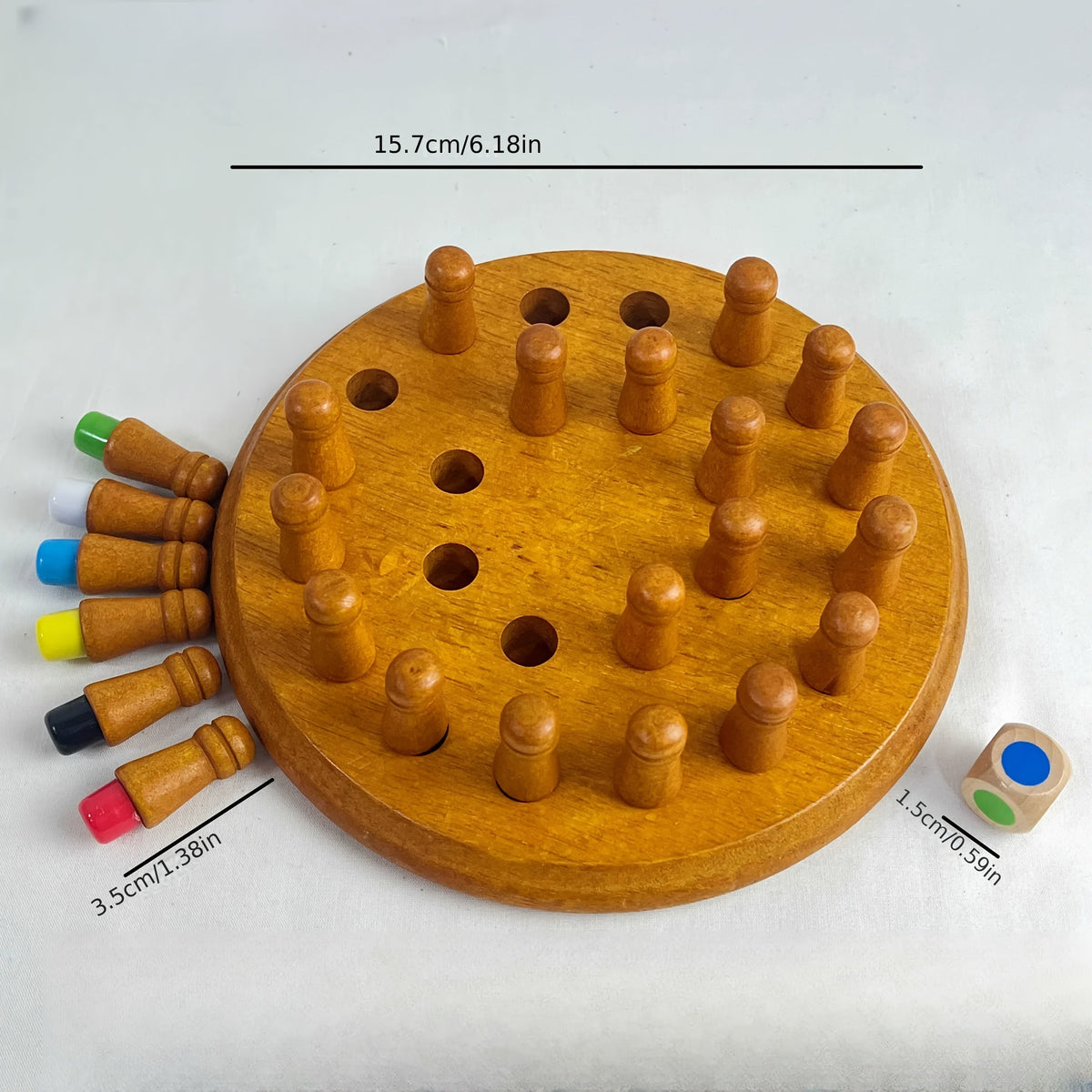 Jeu de mémoire en bois coloré pour enfants et famille - Jeu de société de voyage en bois massif amélioré, puzzle de stratégie pour l'entraînement cérébral, échecs à mémoire pour garçons et filles, cadeau d'anniversaire et de vacances, 3 ans et plus