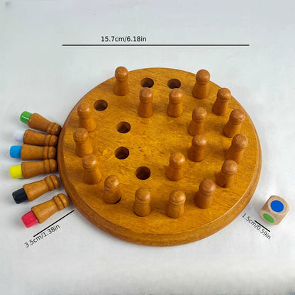 Jeu de mémoire en bois coloré pour enfants et famille - Jeu de société de voyage en bois massif amélioré, puzzle de stratégie pour l'entraînement cérébral, échecs à mémoire pour garçons et filles, cadeau d'anniversaire et de vacances, 3 ans et plus