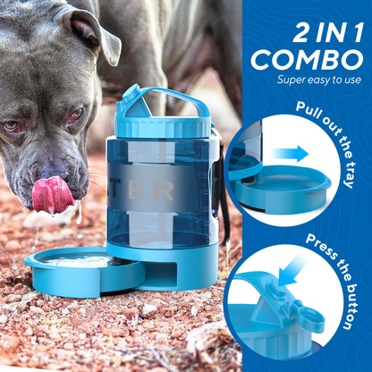 Gourde de voyage pour chien, grande capacité 2,2 L - Bouteille d'eau portable pour animaux avec écuelle amovible, conception anti-fuite pour randonnée, camping, parc à chiens, adaptée aux chiens de toutes tailles pour les aventures en plein air
