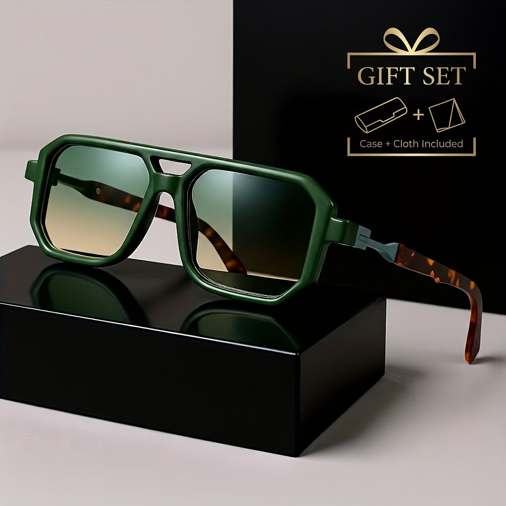 Lunettes de soleil unisexe à monture carrée oversize, protection UV, branches rétro écailles de tortue, pour hommes et femmes, voyage, plage, usage quotidien, inclut étui et chiffon de nettoyage, 6 couleurs