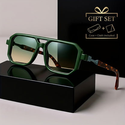 Lunettes de soleil unisexe à monture carrée oversize, protection UV, branches rétro écailles de tortue, pour hommes et femmes, voyage, plage, usage quotidien, inclut étui et chiffon de nettoyage, 6 couleurs