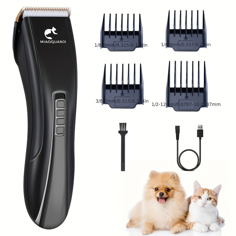 Tondeuse professionnelle pour animaux, rechargeable par USB, sans fil, silencieuse, pour chiens et chats, toutes races, usage domestique ou salon, noir et bleu
