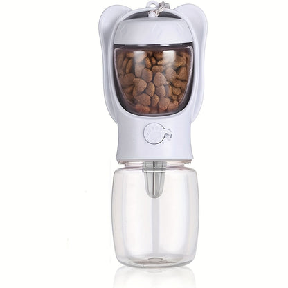 Gourde portable pour chien avec récipient à nourriture - Distributeur d'eau pour animal de compagnie 2-en-1 pour la marche, la randonnée et le voyage, gourde anti-fuite pour chiens et chats