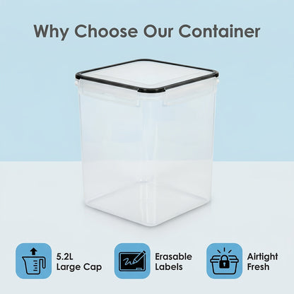 Lot de 4 grands récipients hermétiques de conservation alimentaire, boîtes en plastique sans BPA pour farine, sucre, riz, pâtes, fournitures de pâtisserie avec couvercles, 4 tasses à mesurer, 24 étiquettes, ensemble organisateur de garde-manger noir