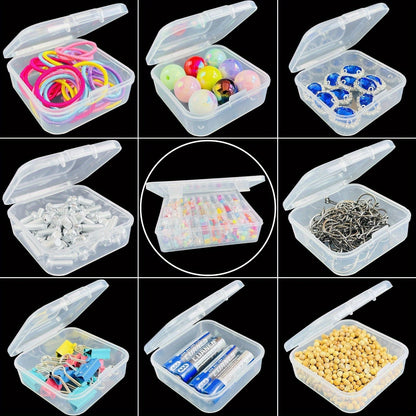 Bead Organizer Kit 30pcs Transparent Plastic Storage Boxes with Flip Lids for Jewelry Making, Beading, Craft Supplies, Small Parts & DIY Projects – Rectangular Stackable Containers