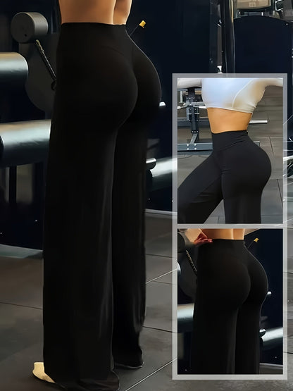 Pantalon de yoga large à taille haute, hautement élastique et offrant une couvrance totale - Legging évasé grande taille pour le sport, le fitness, l'entraînement et le quotidien, toutes saisons, S-XL