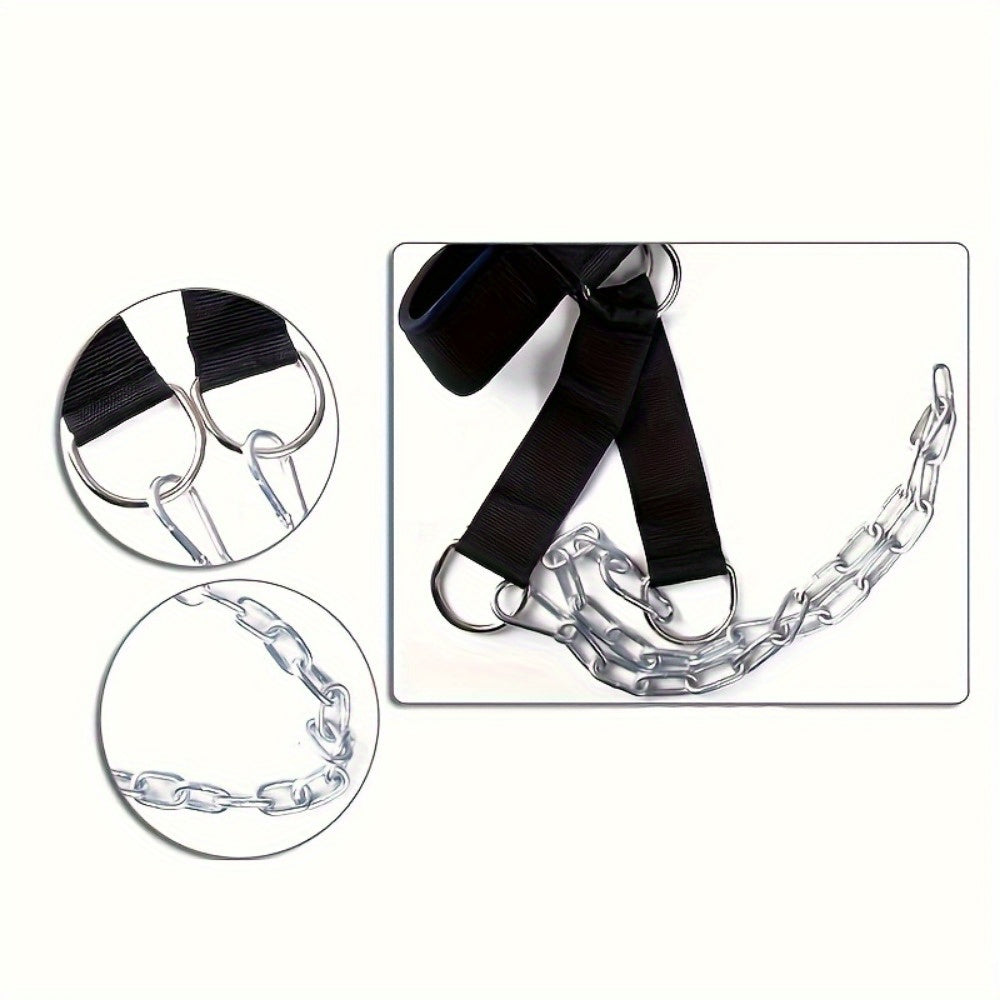 Harnais de musculation pour le cou avec chaîne, renforcement ajustable haute résistance pour athlètes et récupération musculaire – Accessoire de fitness pour entraînement à domicile, noir