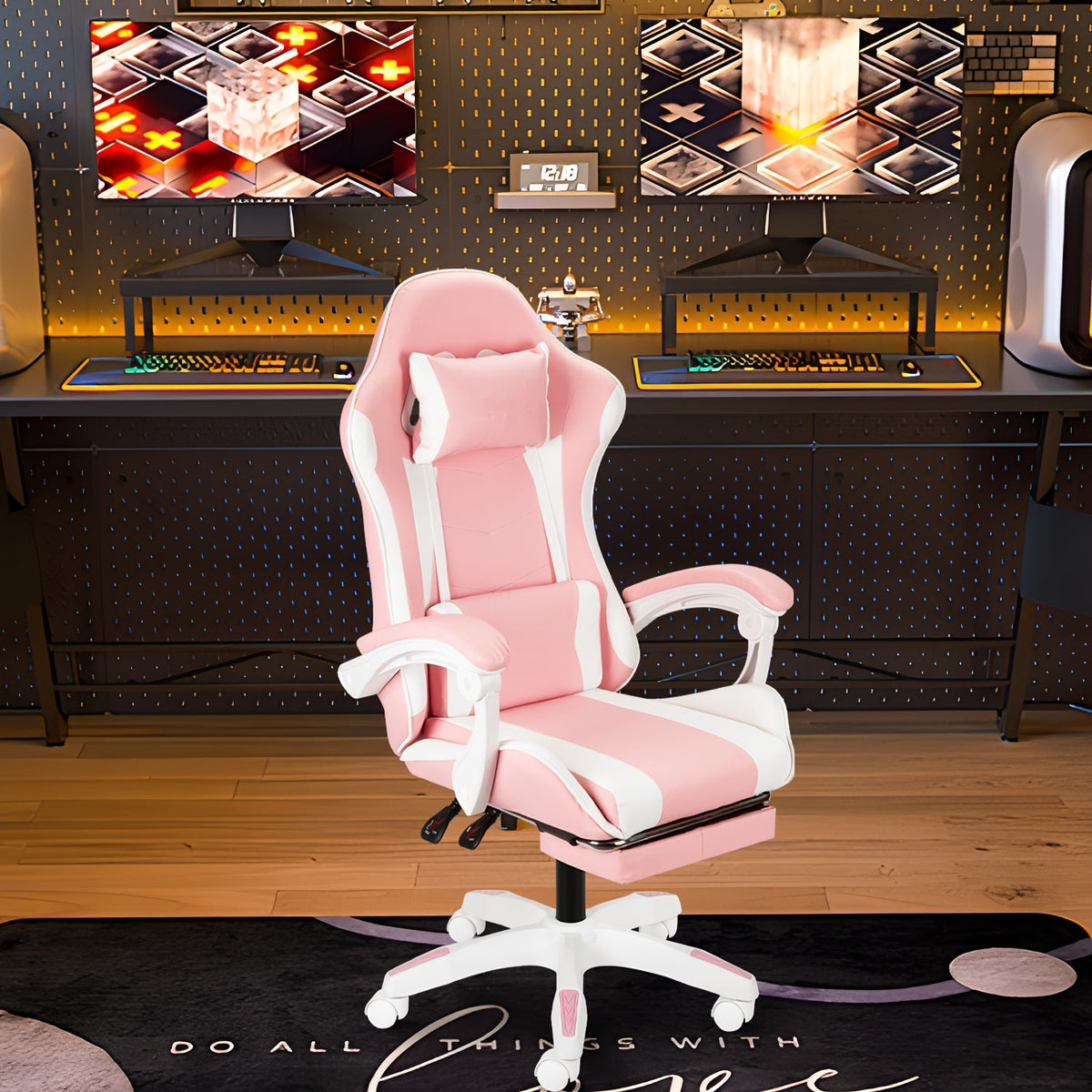 Chaise de bureau gaming ergonomique style course avec soutien lombaire, dossier haut réglable pour adultes et adolescents, fauteuil inclinable pour ordinateur PC