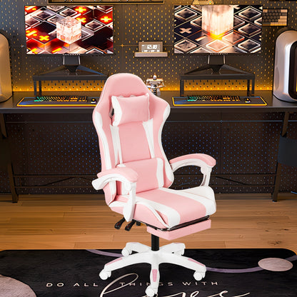 Chaise de bureau gaming ergonomique style course avec soutien lombaire, dossier haut réglable pour adultes et adolescents, fauteuil inclinable pour ordinateur PC