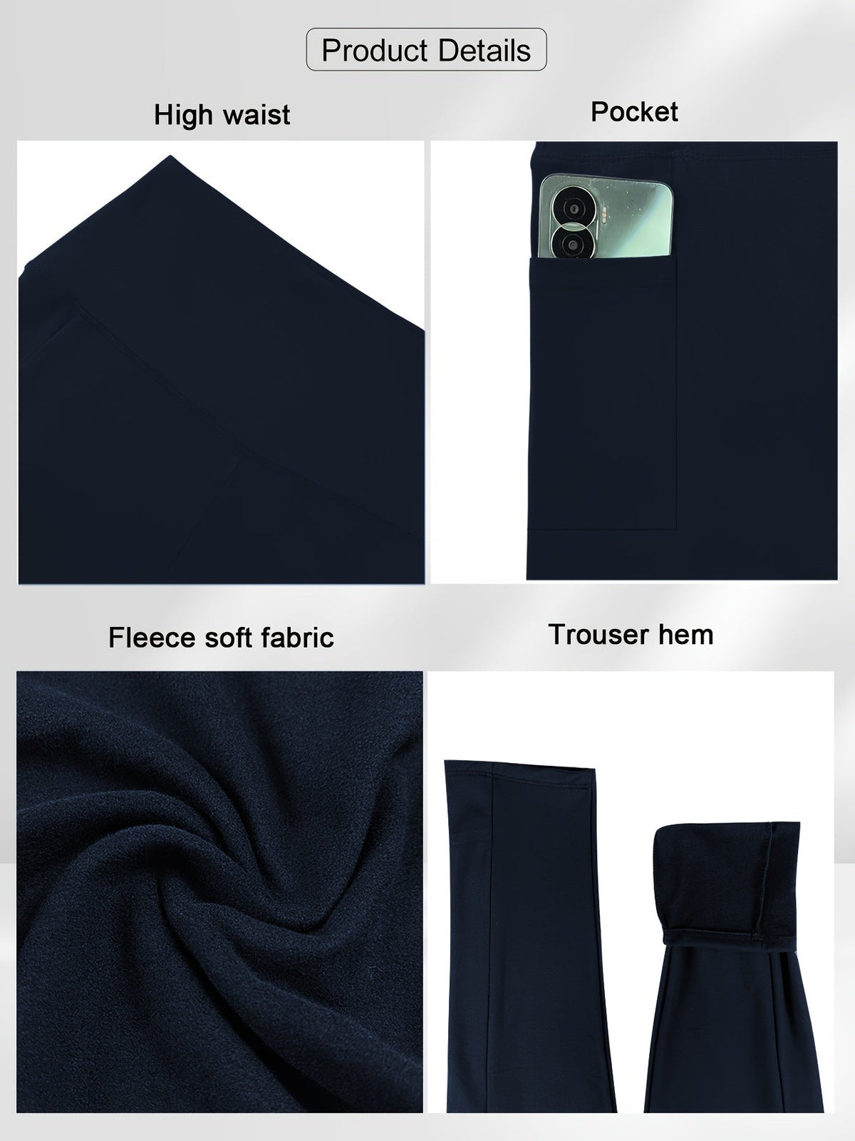 Pantalon de yoga grande taille pour femme avec poches – Legging chaud doublé en polaire taille haute pour l'automne et l'hiver, pantalon de sport moulant élastique, tailles 1XL-5XL en noir, gris, bordeaux et bleu marine
