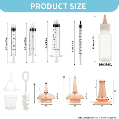 Kit d'allaitement pour nouveau-nés de 11 pièces - Ensemble biberon pour chatons et chiots avec tétines de rechange et brosses de nettoyage, fournitures d'alimentation néonatales pour bébés chatons, chiots, écureuils et petits animaux