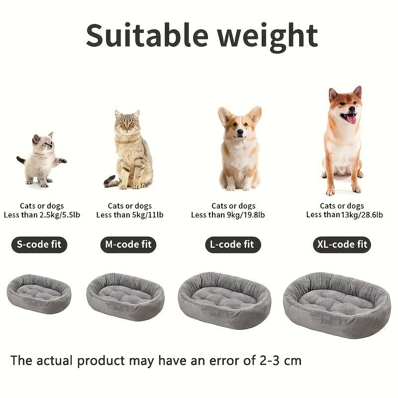 Panier ovale pour chats et chiens de petite à moyenne taille – Couchage douillet, doux et chaud en polyester texturé, coussin de sommeil confortable pour intérieur, adapté aux chatons, chiots, chihuahuas, teckels et shih tzus