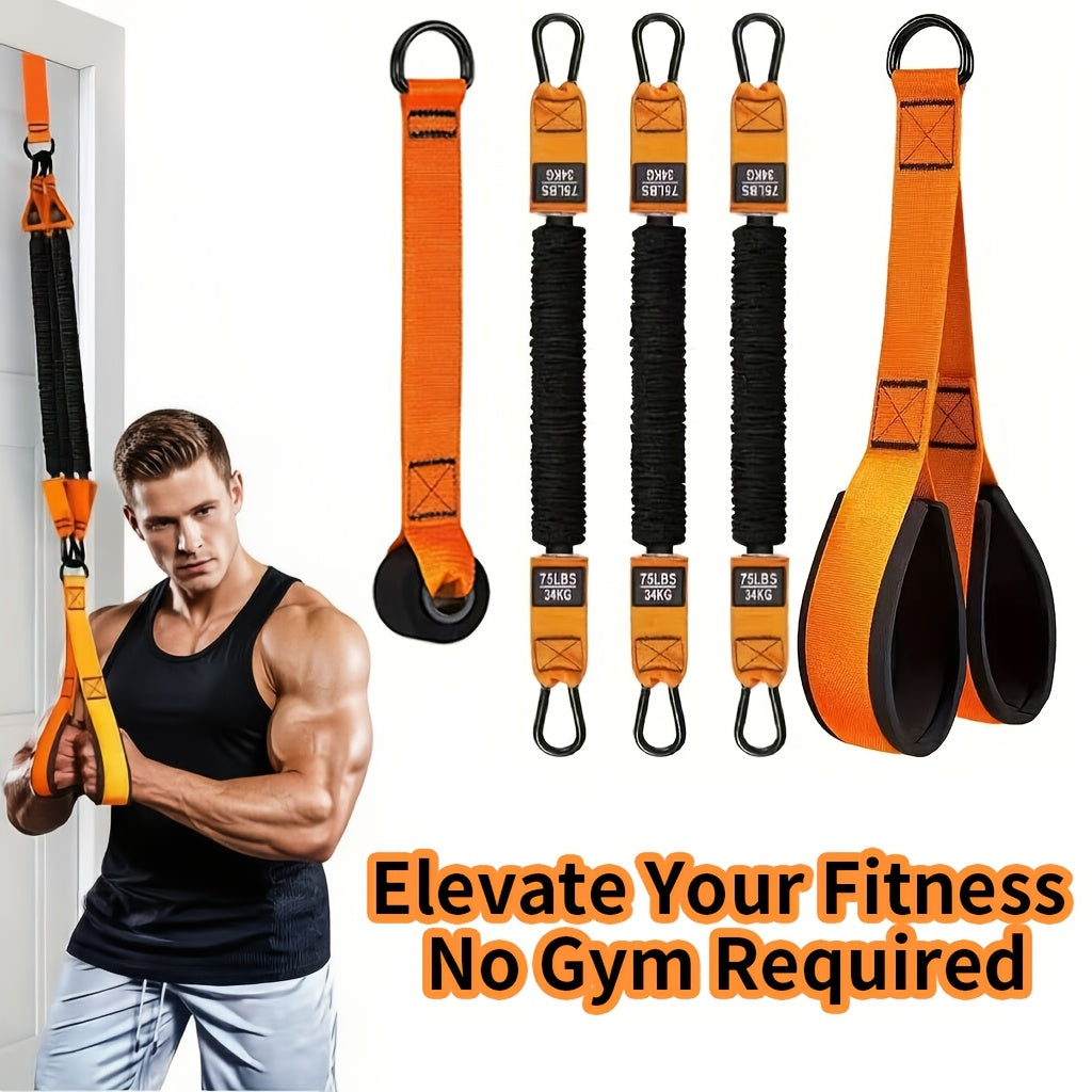Ensemble de 5 bandes de résistance robustes jusqu'à 100 kg – Inclut 3 bandes de résistance, poignées et ancrage de porte pour exercices de deltoïde, tirage visage et biceps en salle de sport à domicile, idée cadeau fitness idéale