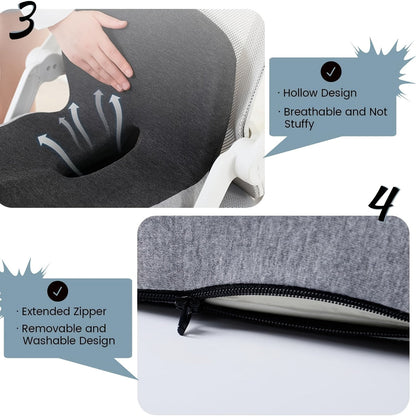 Coussin de siège ergonomique en mousse à mémoire de forme avec soutien lombaire – Coussin antidérapant pour chaise de bureau, fauteuil gaming et siège de voiture pour soulager les douleurs aux hanches et au coccyx, confort prolongé en position assise