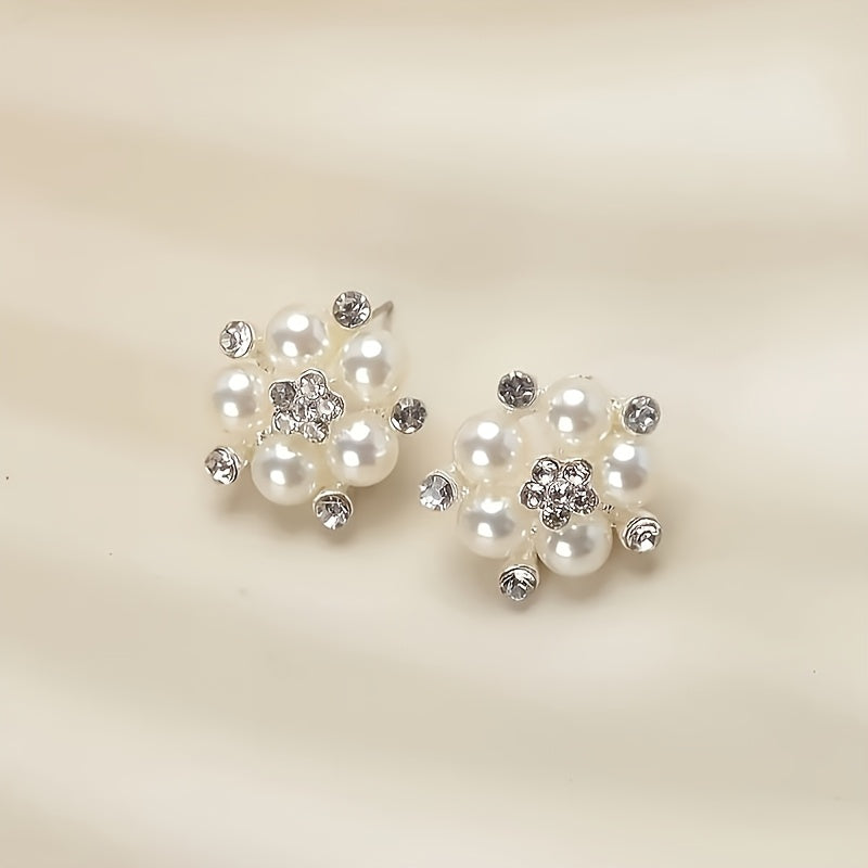 Parure de luxe collier et boucles d'oreilles pour femme – Bijoux plaqués argent perlés pour mariage, soirée et spectacle, accessoires de robe élégants
