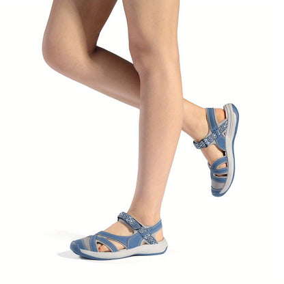 Women's Hiking Sandals Outdoor Sport Athletic – Breathable Soft Comfort Summer Walking Sandals Hook-Loop Closure Cap Toe TPR Sole Gift for Mom Daughter Ladies