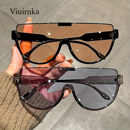 Lunettes de soleil semi-circulaires surdimensionnées pour hommes et femmes – Protection UV, verres anti-reflets, 5 couleurs – Lunettes unisexes tendance pour les voyages, la plage et le quotidien