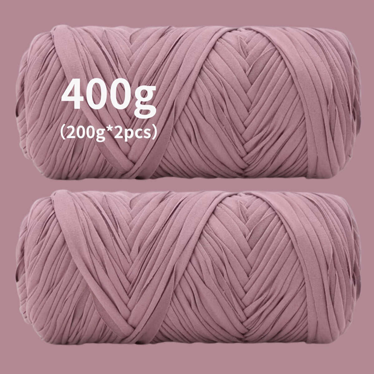 Fil de coton pour t-shirt 400 g (2 x 200 g) mélange de coton épais en 49 couleurs – Fil épais et doux pour paniers au crochet, sacs, tapis, projets de macramé et tricot – Fil de loisirs créatifs idéal pour les débutants