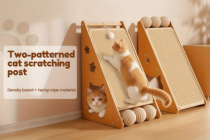 Griffoir pour chat en sisal de 27 pouces – Tapis de griffes multifonctionnel et résistant à l'usure, protège-meubles avec 3 balles de jeu, installation facile, griffoir d'intérieur pour chat