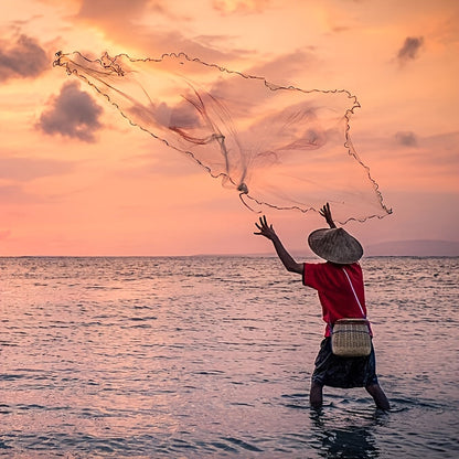 Épervier de pêche 8 pi/10 pi pour la capture d'appâts – Filet en monofilament de nylon robuste avec plombs en zinc haute résistance, conception à lancer facile pour la pêche américaine en eau douce et en mer, émerillon en acier 240/300