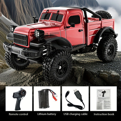 High-Torque RC Pickup Truck Crawler - Carbon Brushed Motor, Ultra-Low Center Chassis, Lightweight Vacuum Shell & Wide-Traction Axle | All-Terrain Rock Climbing RC Car for Adults & Kids | Off-Road Hobby Gift