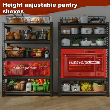 Étagère de rangement robuste en métal à 5 niveaux, capacité de 907 kg (2000 lb), hauteur 152 cm (60 po), structure en acier ajustable – Rayonnage pour garage, sous-sol, garde-manger, placard et buanderie, entrepôt local aux États-Unis