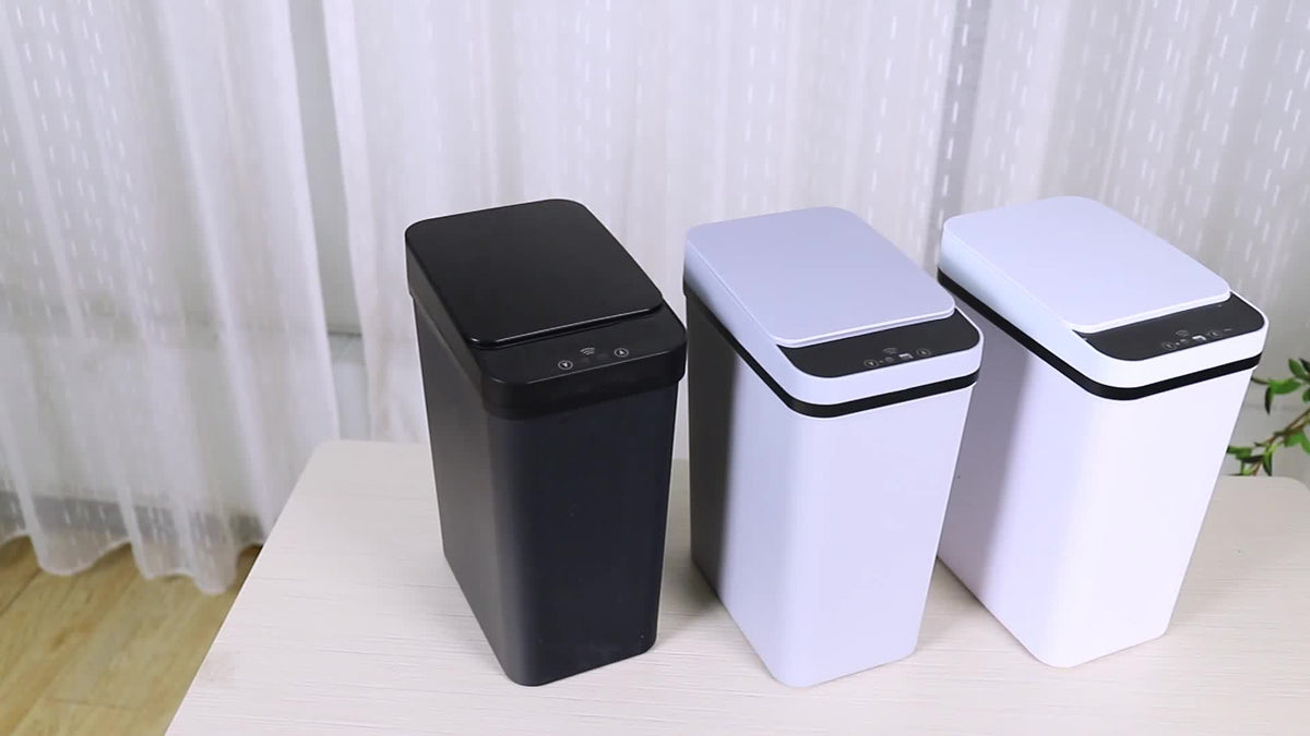 Lot de 2 poubelles automatiques sans contact – Poubelle à détecteur de mouvement avec couvercle, 10,5 litres, poubelle intelligente et fine pour salle de bain, chambre, bureau et salon