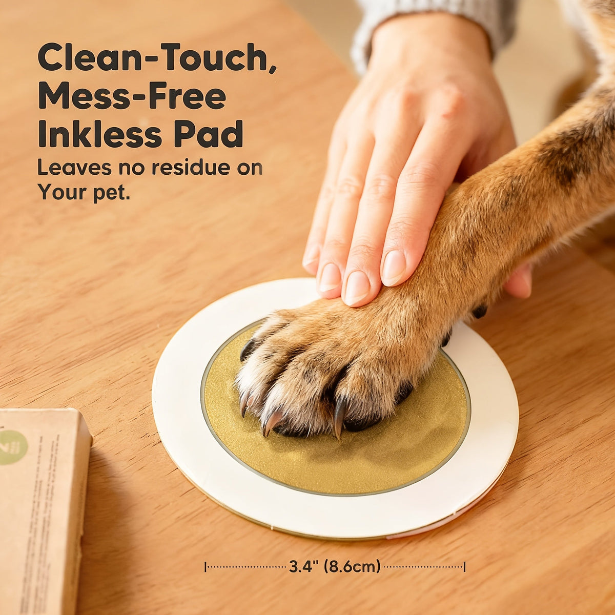 Kit d'empreintes de pattes d'animaux rond, 2 boîtes pour 4 empreintes - Ensemble souvenir d'empreintes de pattes pour chiens et chats sans contact, souvenir personnalisé de 11 cm, kit de bricolage souvenir pour propriétaires d'animaux, or et noir
