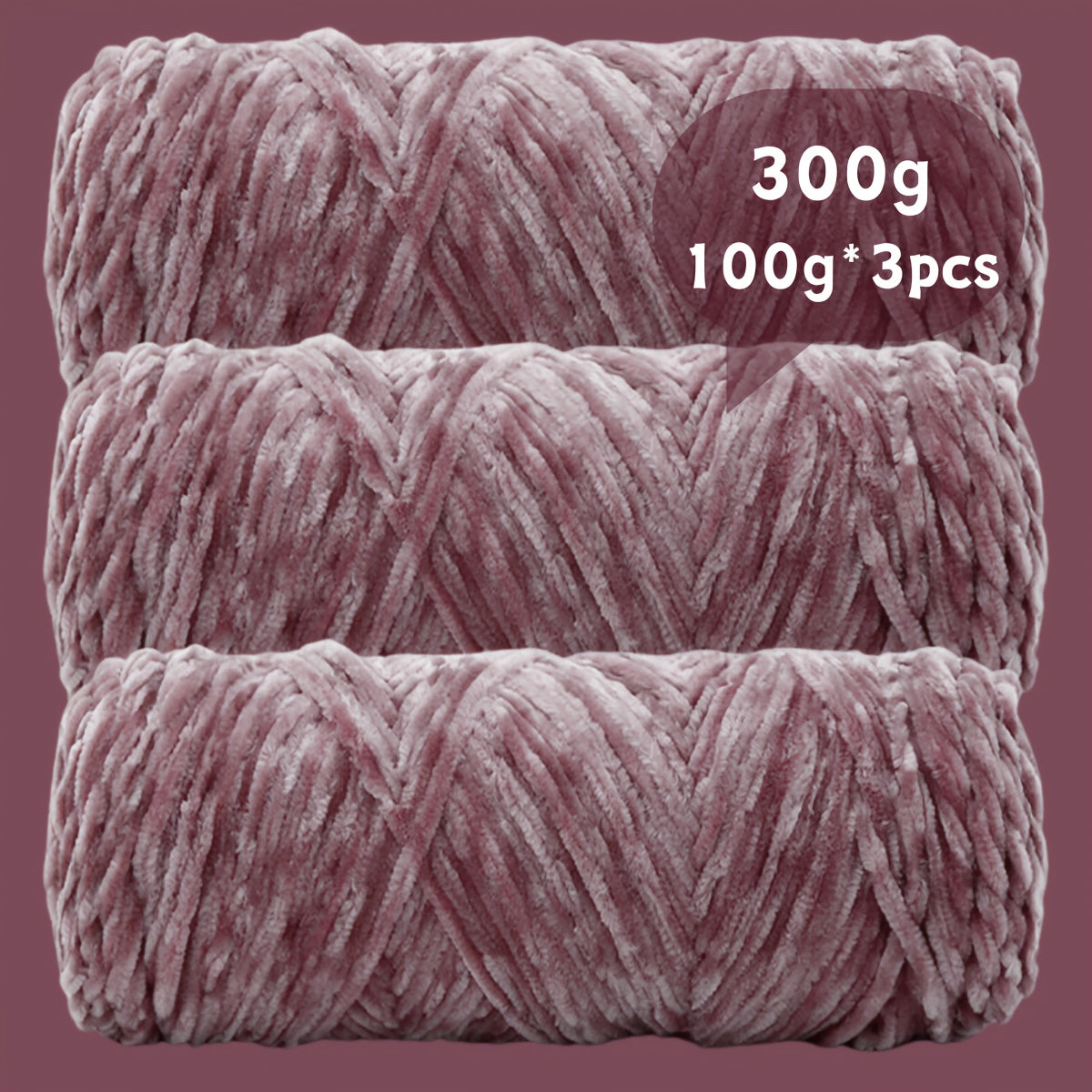 Fil chenille velours, lot de 3 pelotes de 300 g (3 x 100 g), laine douce et épaisse pour tricot et crochet, 47 couleurs, idéal pour débutants, artisanat de luxe pour pulls, écharpes, bonnets, poupées, sacs, amigurumi et projets DIY