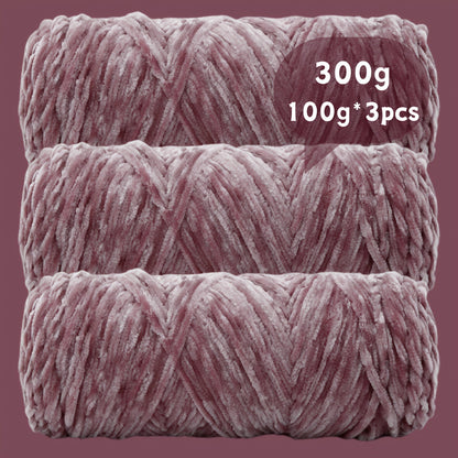 Fil chenille velours, lot de 3 pelotes de 300 g (3 x 100 g), laine douce et épaisse pour tricot et crochet, 47 couleurs, idéal pour débutants, artisanat de luxe pour pulls, écharpes, bonnets, poupées, sacs, amigurumi et projets DIY