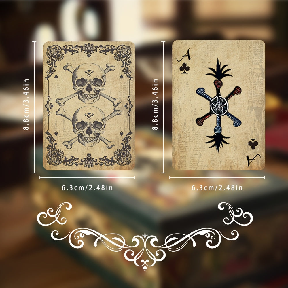 Jeu de 54 cartes à jouer vintage, design squelette et bateau pirate, cartes de poker pour jeux de société en famille, soirées jeux – Cadeau unique de jeu de cartes style rétro