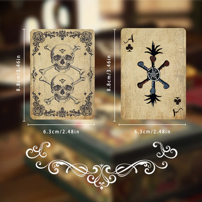 Jeu de 54 cartes à jouer vintage, design squelette et bateau pirate, cartes de poker pour jeux de société en famille, soirées jeux – Cadeau unique de jeu de cartes style rétro