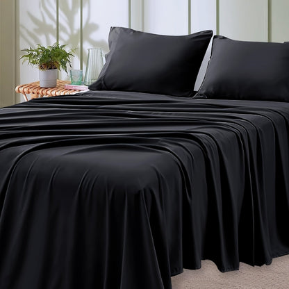 Parure de draps 4 pièces en microfibre à poches profondes – Draps ultra-doux et respirants de qualité hôtelière, résistants à la décoloration et au rétrécissement, toutes saisons, tailles lit simple, double, grand et très grand, choix de couleurs