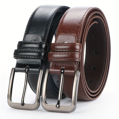 Lot de 2 ceintures pour homme en cuir véritable avec boucle automatique à cliquet – Taille ajustable 32"-44", noir et marron, ceinture habillée pour homme, style professionnel et décontracté