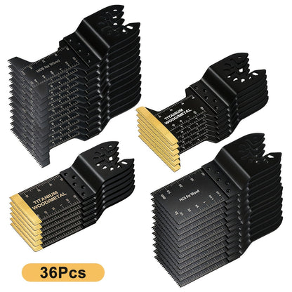 Lot de lames de scie oscillantes en titane à dégagement rapide pour outil multifonction – 18/28/36/50 pièces, coupe le métal, le bois et le plastique, compatible avec Dewalt, Makita, Bosch et plus encore