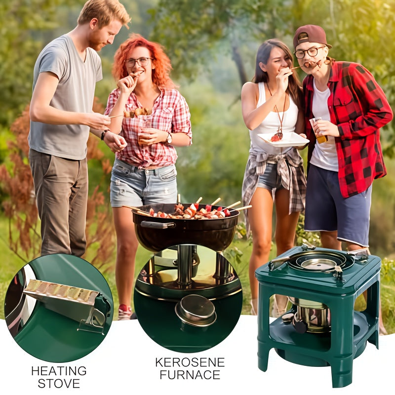 Réchaud de camping portable au kérosène avec brûleur intégré, radiateur et cuiseur à pétrole léger pour l'extérieur avec réglage de flamme pour le camping, les pique-niques et les barbecues