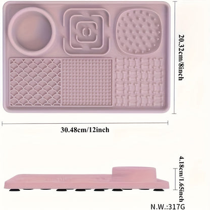 Tapis de léchage distributeur de nourriture lente 6-en-1 pour animaux avec ventouse puissante, outil multifonctionnel anti-anxiété pour chiens et chats, favorise une alimentation saine et facilite le toilettage et le bain
