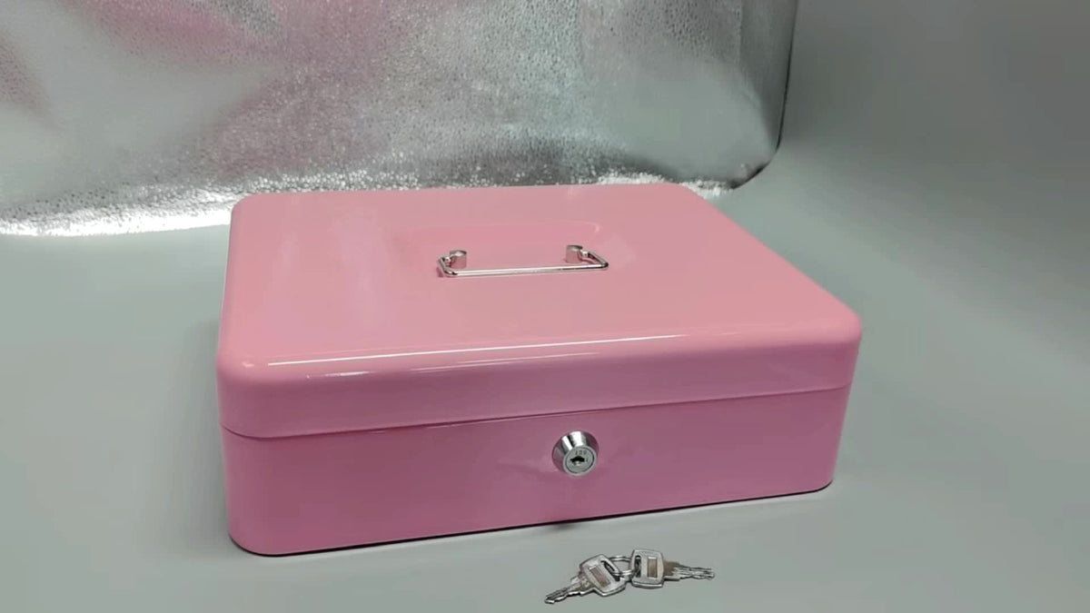 Grande caisse verrouillable avec plateau à monnaie – Coffre de sécurité en métal avec 6 accessoires pour caisse enregistreuse, maison, bureau et entreprise, 6 couleurs, options de verrouillage à clé et à combinaison