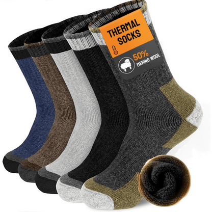 Chaussettes en laine pour hommes, lot de 5 paires, chaussettes thermiques extra épaisses pour l'hiver – 300 g/m², modèle lourd à rayures, lavables en machine, taille 40-47, chaussettes chaudes pour hommes, automne et hiver