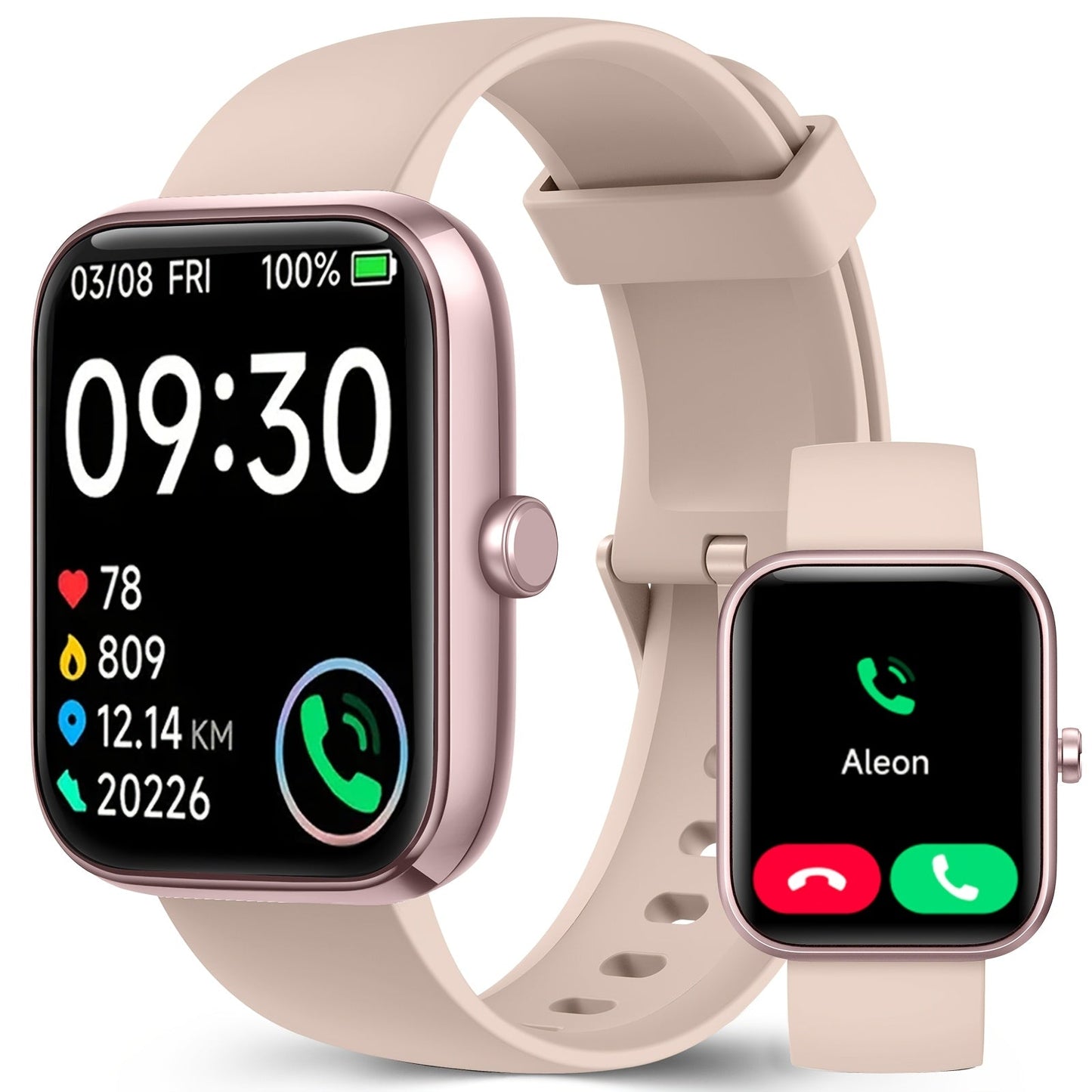 Smartwatch with Alexa Built-In 1.95 Inch Large HD Screen Wireless Bluetooth Calling 100+ Sport Modes Fitness Tracker Pedometer Heart Rate Sleep Monitor – iPhone Android Compatible Unisex Men Women 12 Colors