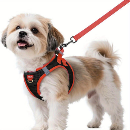 Ensemble harnais et laisse pour petits chiens - Harnais gilet doux et respirant pour chiot avec bandes réfléchissantes de nuit, harnais pour animaux facile à mettre et lavable en machine pour petites races